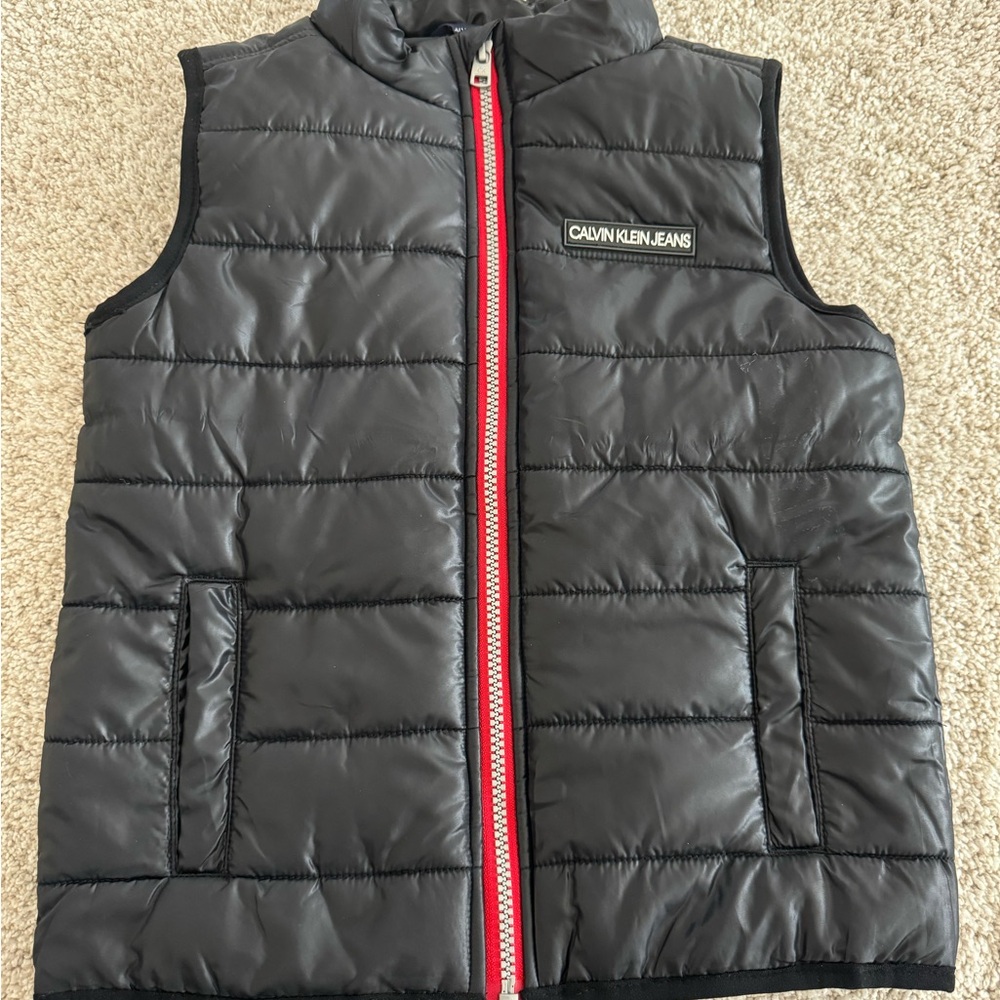 Boys Black Calvin Klein Puffer Vest. Size 5